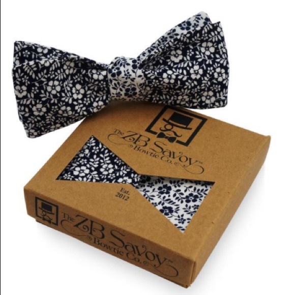 ZB Savoy Other - ZB Savoy Navy Floral Bow Tie & Pocket Square Set
